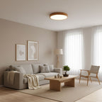 Minimalist Solid Wood Flush Mount Ceiling Light With Tri-Color Lighting — Greenwich Home & Living