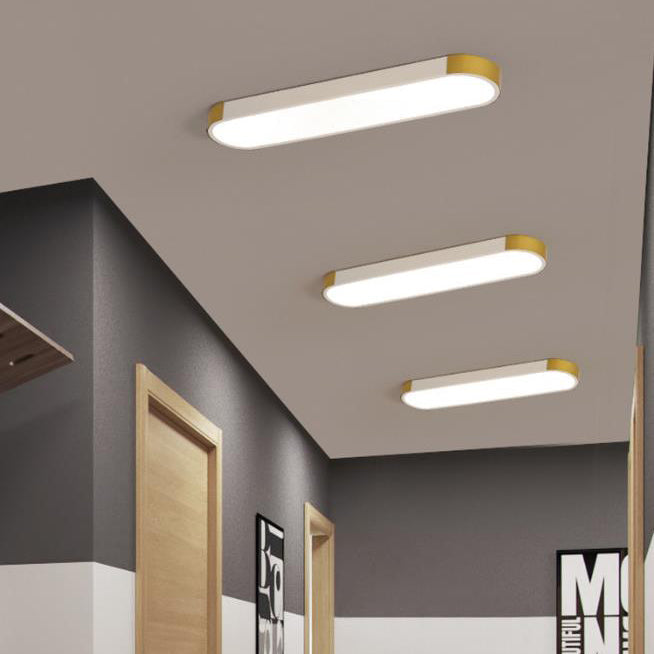 Modern Linear Metal Flush Mount Ceiling Light With Dimmable Remote in White — Greenwich Home & Living