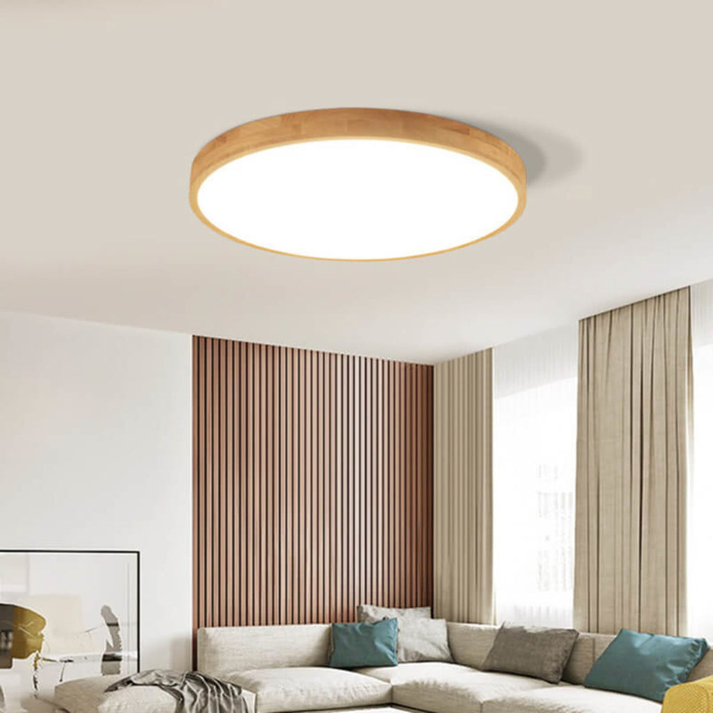 Scandinavian Wood Flush Mount Ceiling Light With Tri-Color Dimming — Greenwich Home & Living
