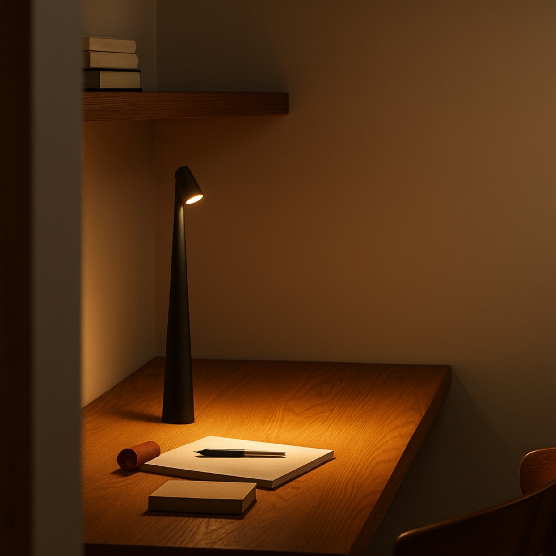Minimalist Rechargeable Table Lamp With Tri-Color Dimming in Black — Greenwich Home & Living