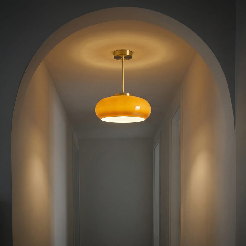 Contemporary Glass Semi-Flush Mount Ceiling Light for Living Room in Pendant Light: Ø11" x H13" (Ø28 x H32 cm) — Greenwich Home & Living