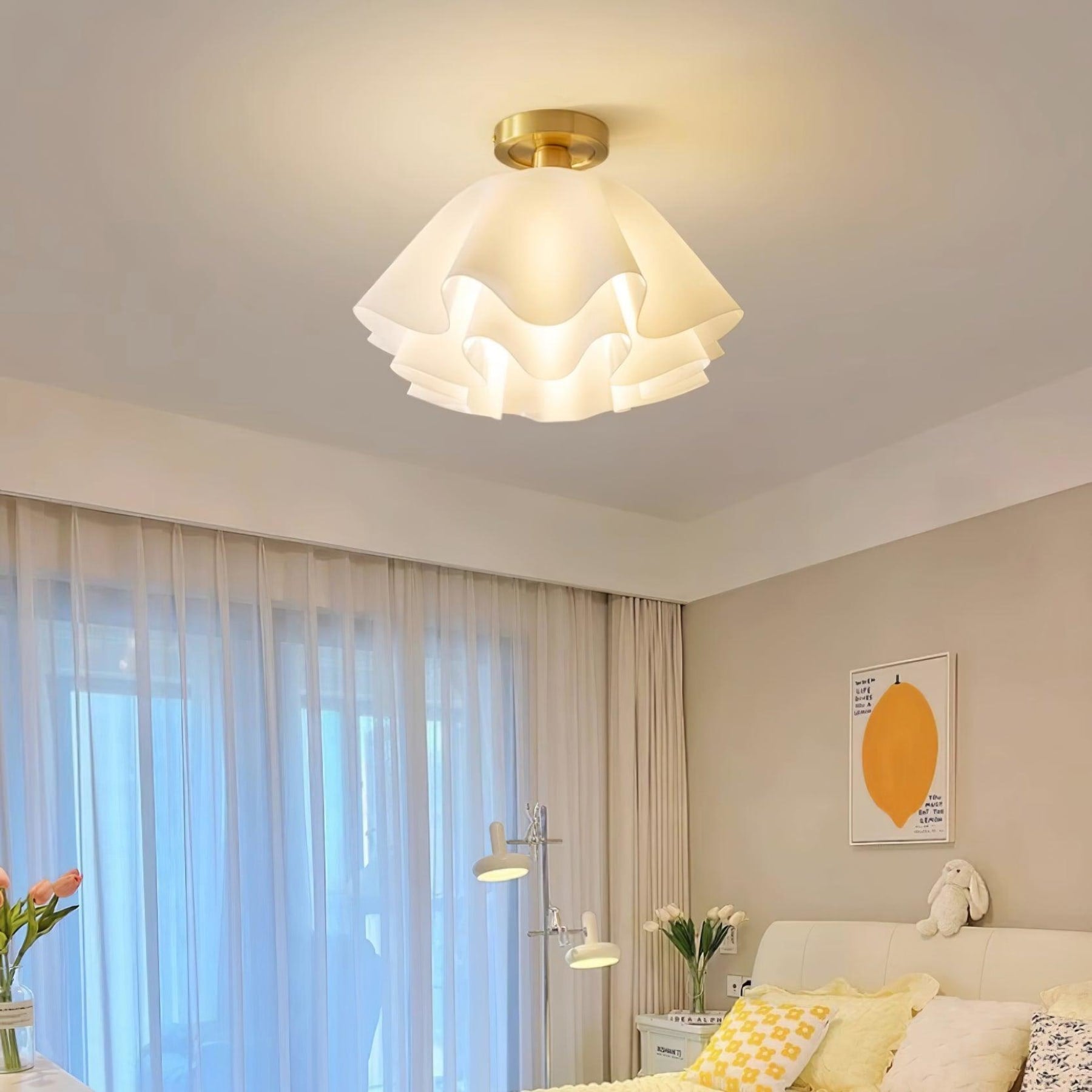 Contemporary Copper and Acrylic Flush Mount Ceiling Light With Tri-Color Dimming — Greenwich Home & Living