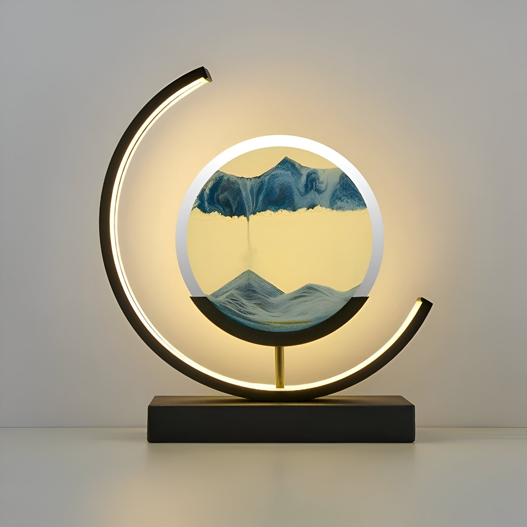 Contemporary Matte Metal Table Lamp With Tri-Color Light in Blue — Greenwich Home & Living
