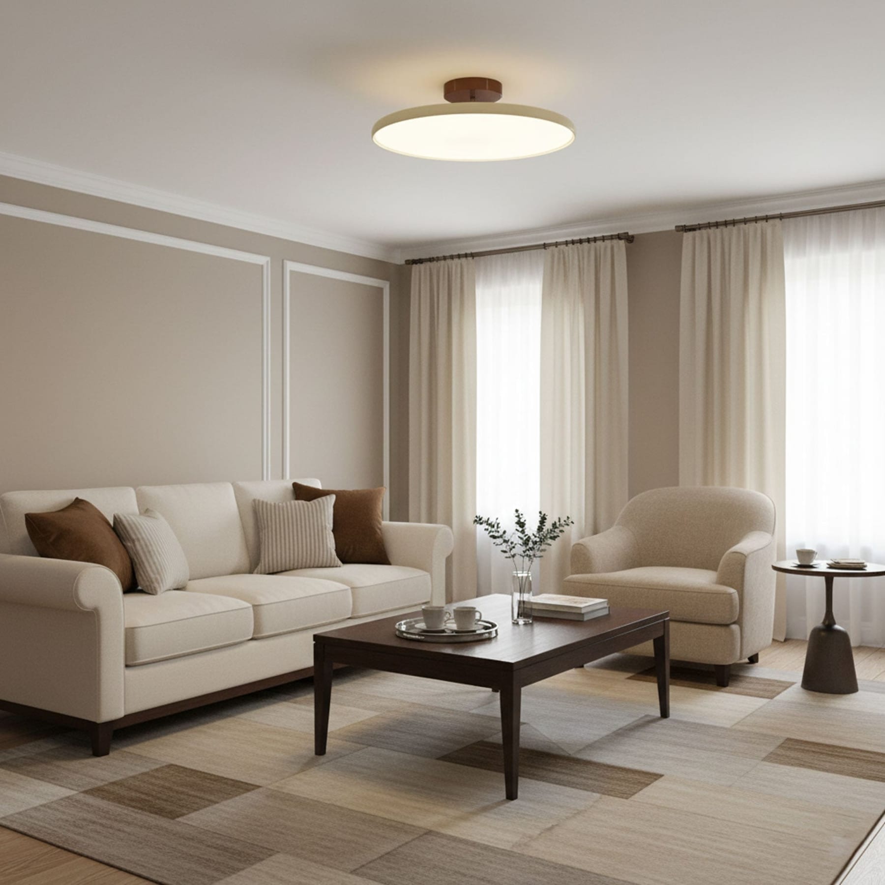 Retro Metal Semi-Flush Mount Ceiling Light With Three-Color Light — Greenwich Home & Living