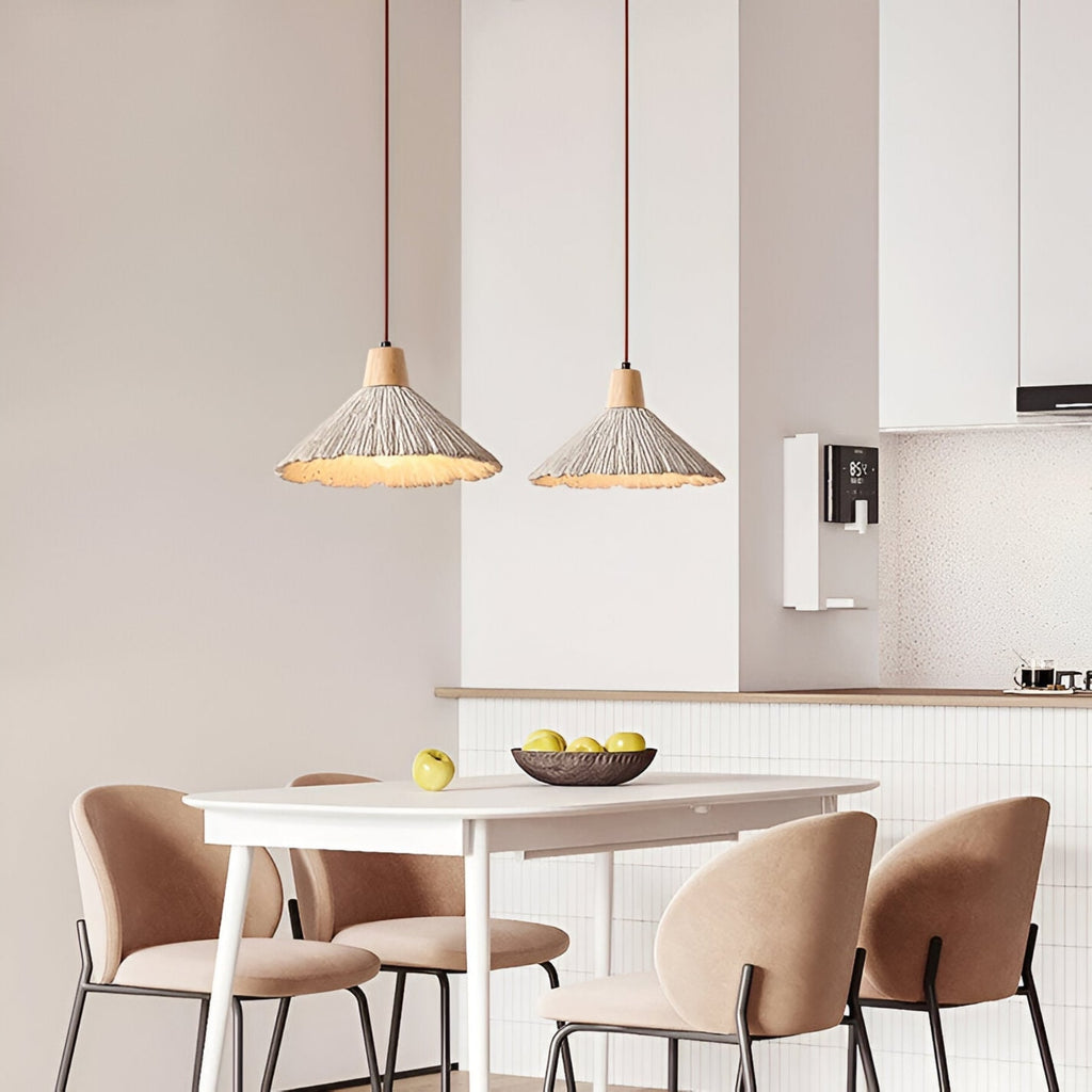 Rustic Wood and Concrete-Look Pendant Light With Warm White Glow for Dining Room — Greenwich Home & Living