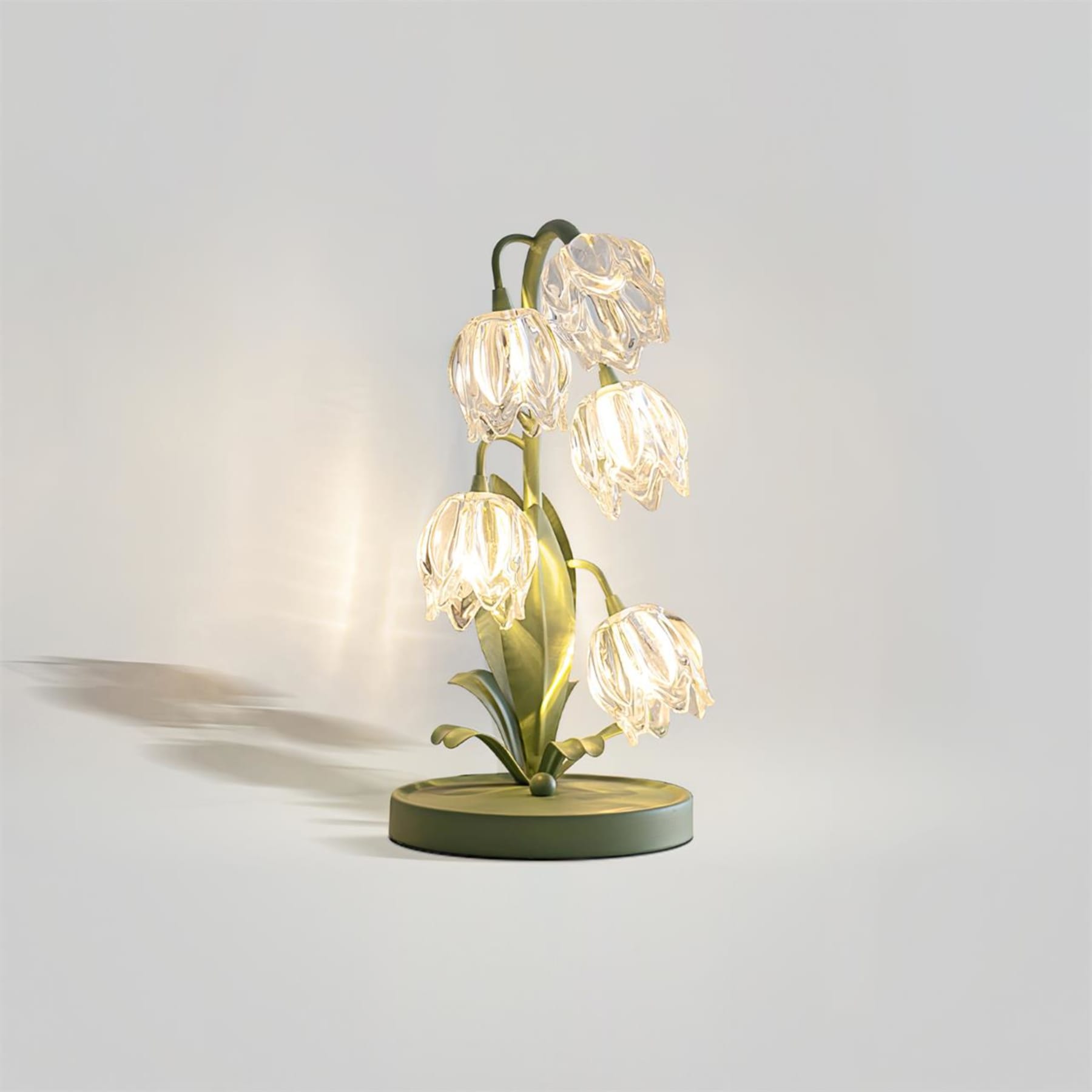 Contemporary Glass Table Lamp With USB Power for Living Room and Bedroom in Green — Greenwich Home & Living