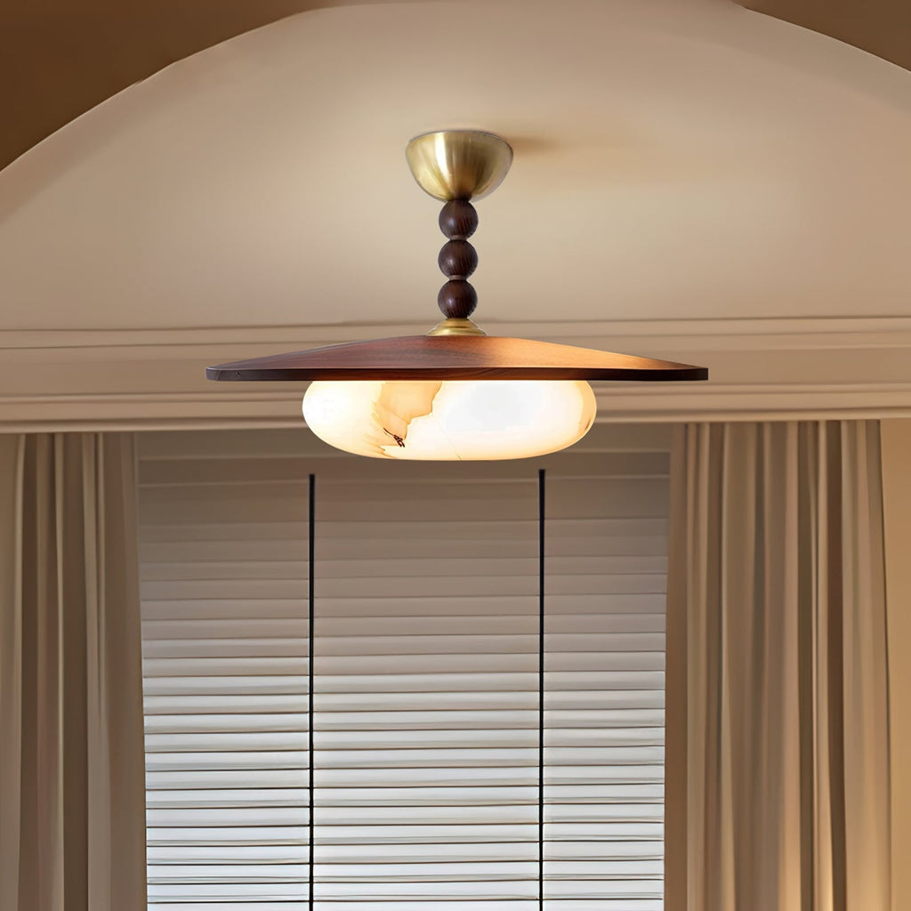 Contemporary Ash Wood Semi-Flush Mount Ceiling Light With Tri-Color Light — Greenwich Home & Living