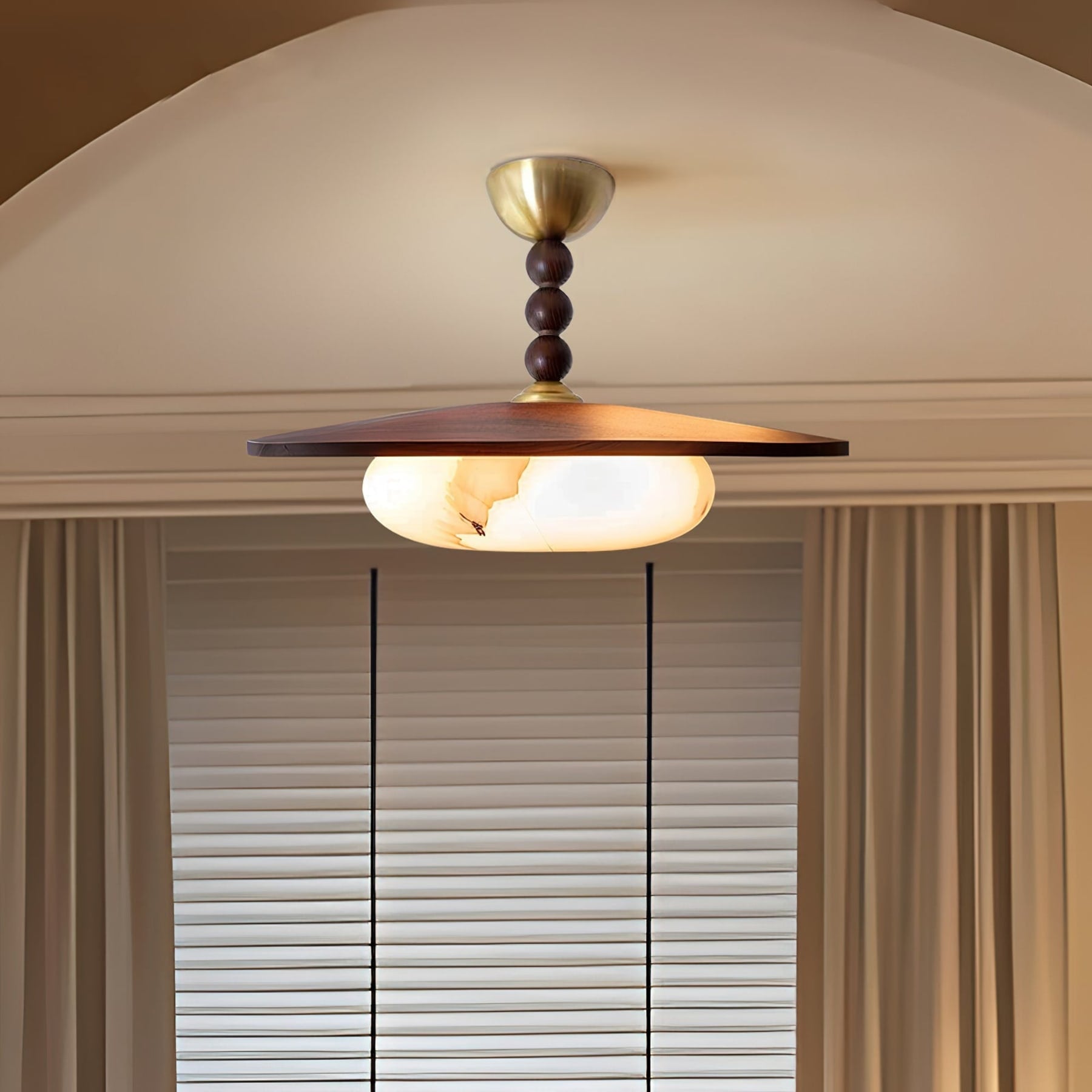 Contemporary Ash Wood Semi-Flush Mount Ceiling Light With Tri-Color Light — Greenwich Home & Living