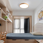 Minimalist Solid Wood Flush Mount Ceiling Light With Tri-Color Lighting — Greenwich Home & Living
