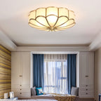 Traditional Brass and Glass Flush Mount Ceiling Light for Living Room — Greenwich Home & Living