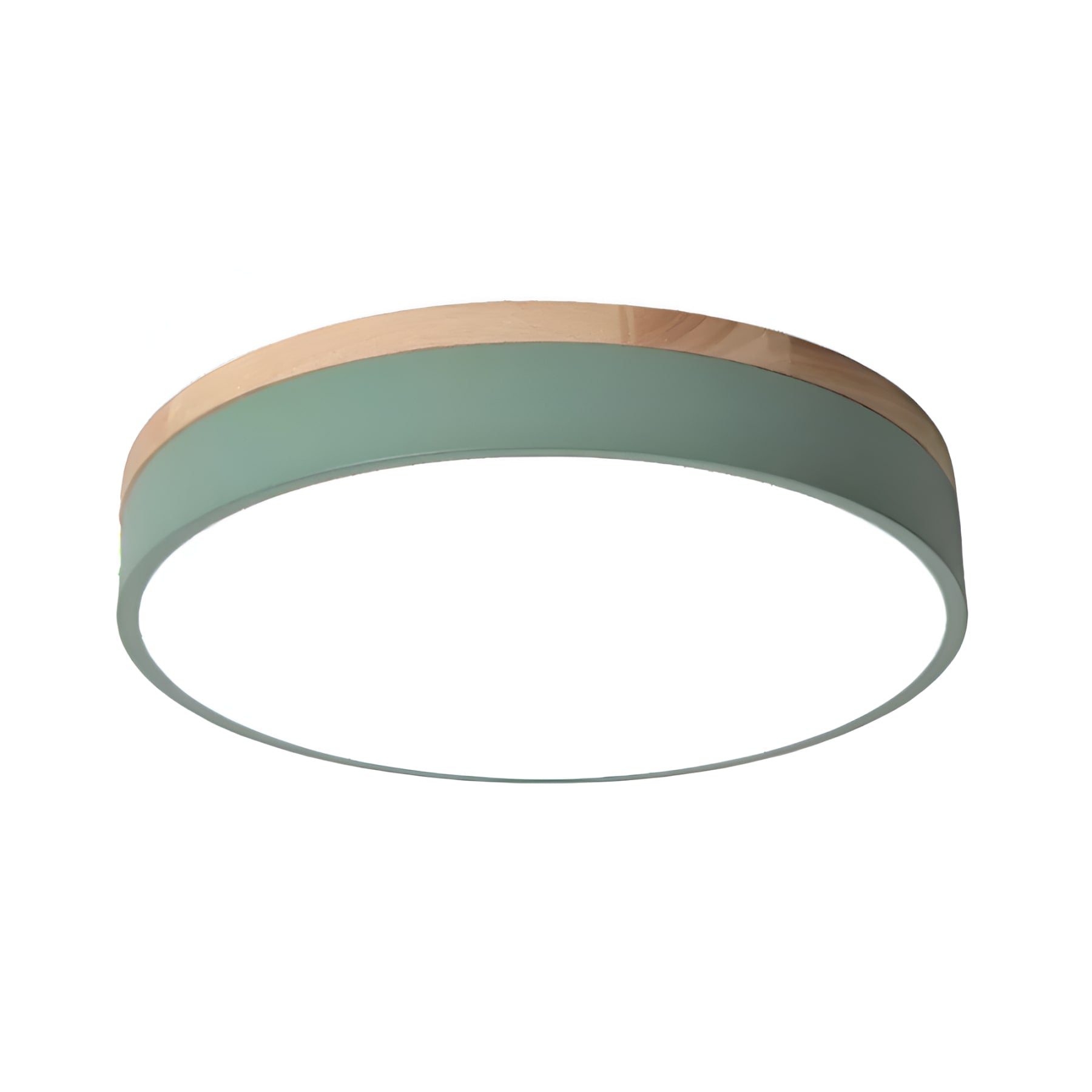 Minimalist Wood Flush Mount Ceiling Light With Remote Dimming in Green — Greenwich Home & Living