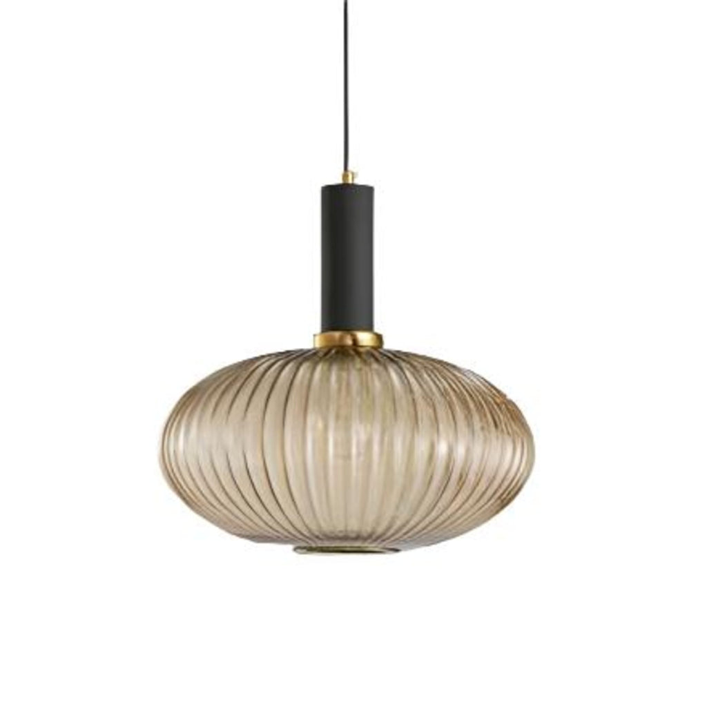 Contemporary Glass Pendant Light for Living and Dining Rooms in Rounded Drum Shape-D30cm — Greenwich Home & Living