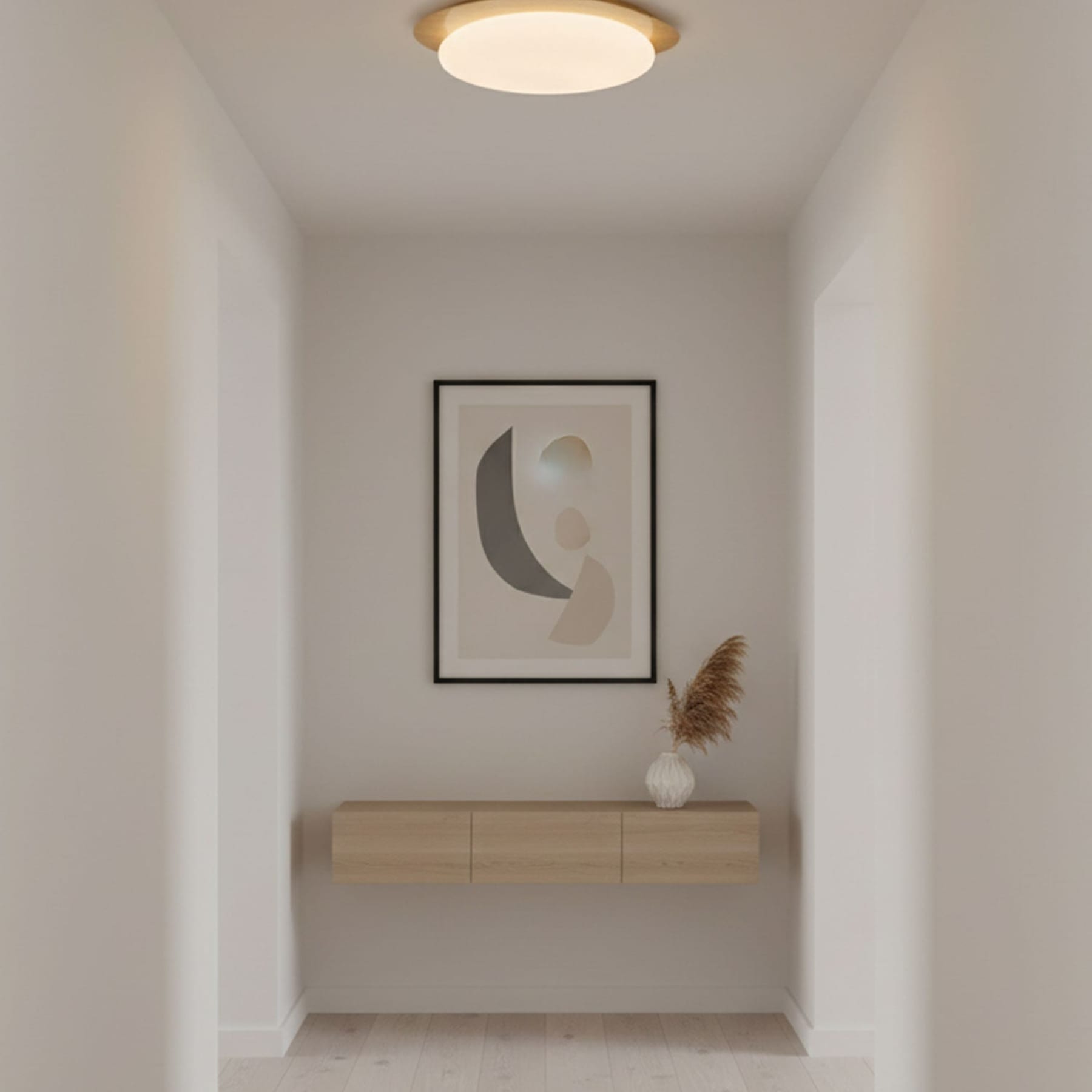 Scandinavian Wood Flush Mount Ceiling Light With Adjustable Color Temperature — Greenwich Home & Living