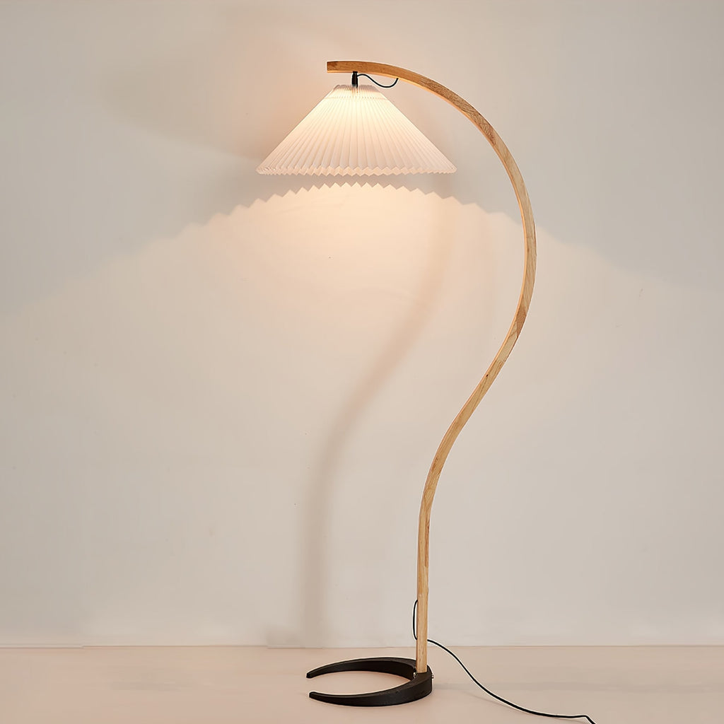 Scandinavian Wood Floor Lamp With Fabric Shade for Living Room — Greenwich Home & Living