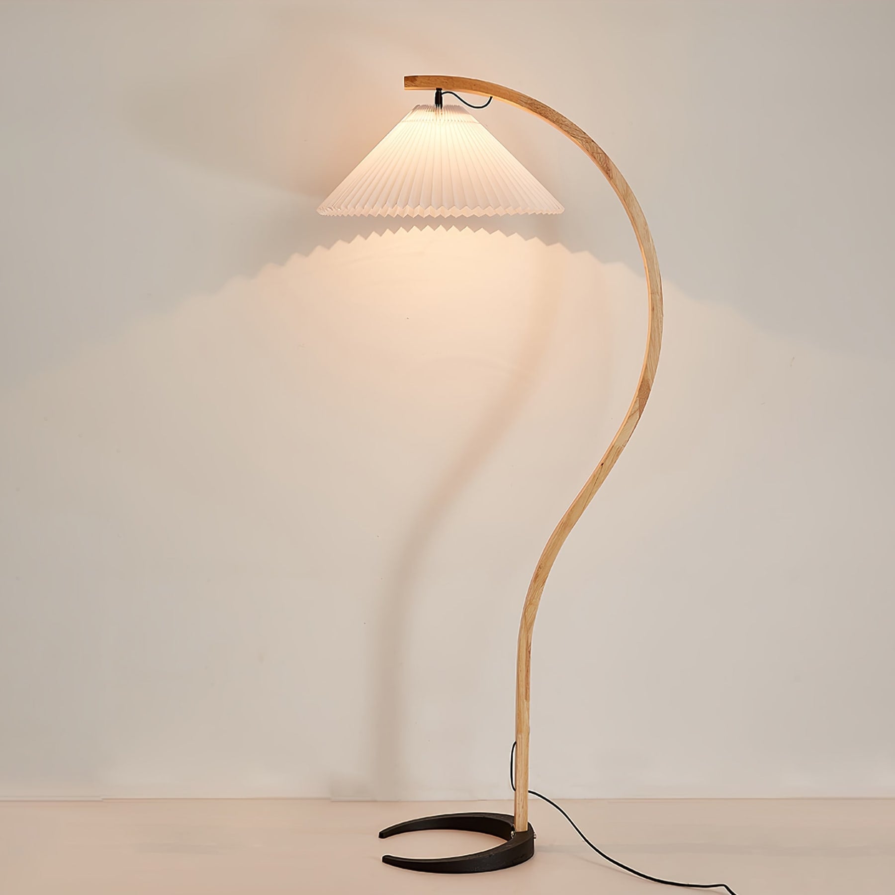 Scandinavian Wood Floor Lamp With Fabric Shade for Living Room — Greenwich Home & Living
