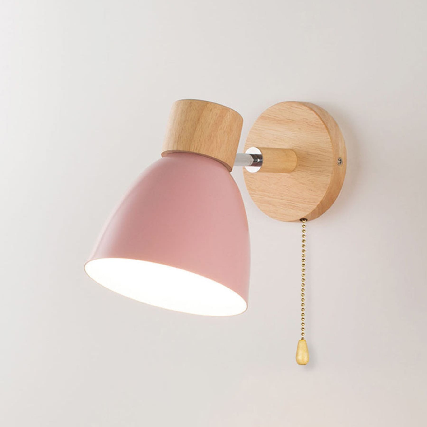 Scandinavian Wood Wall Light for Living Room and Bedroom in Pink — Greenwich Home & Living