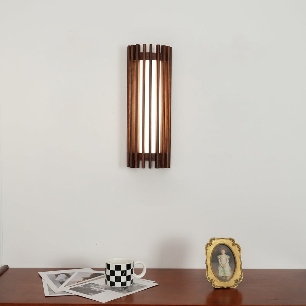 Contemporary Acrylic and Wood Wall Light With Tri-Color Lighting — Greenwich Home & Living