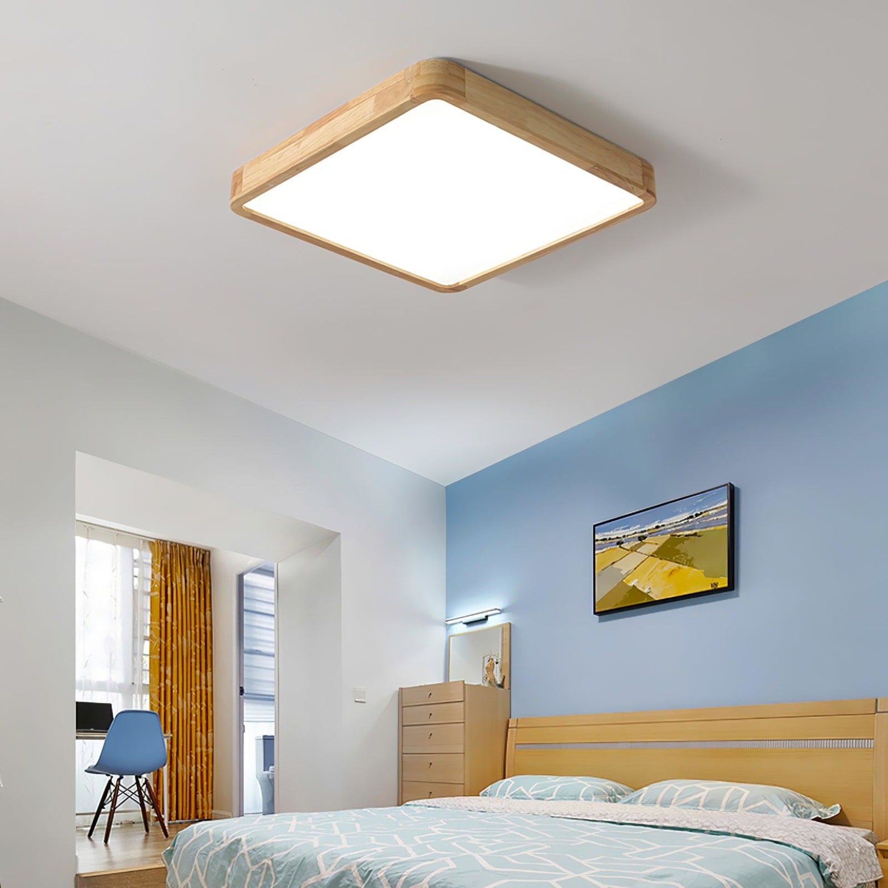 Minimalist Solid Wood Flush Mount Ceiling Light With Tri-Color Lighting — Greenwich Home & Living