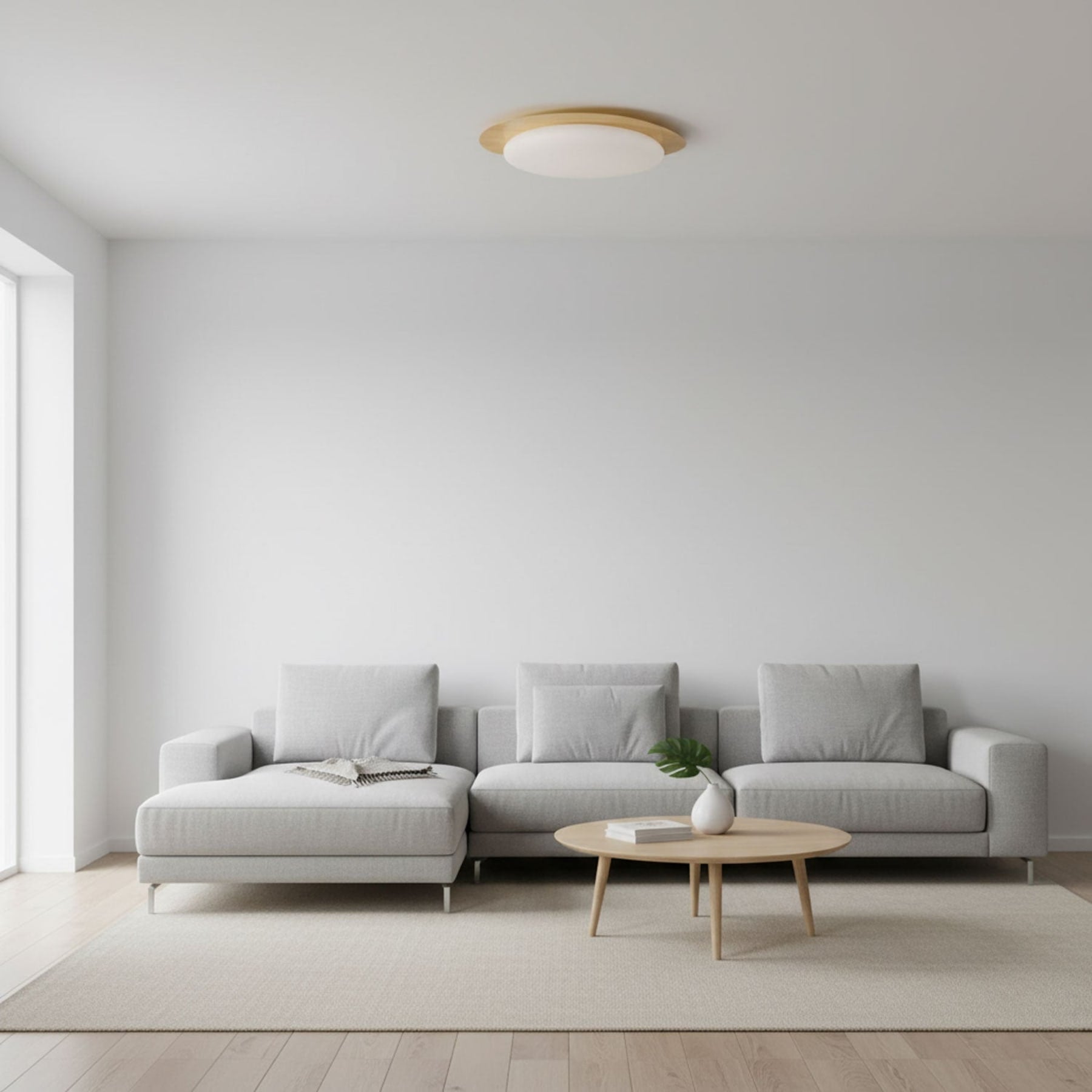 Scandinavian Wood Flush Mount Ceiling Light With Adjustable Color Temperature — Greenwich Home & Living