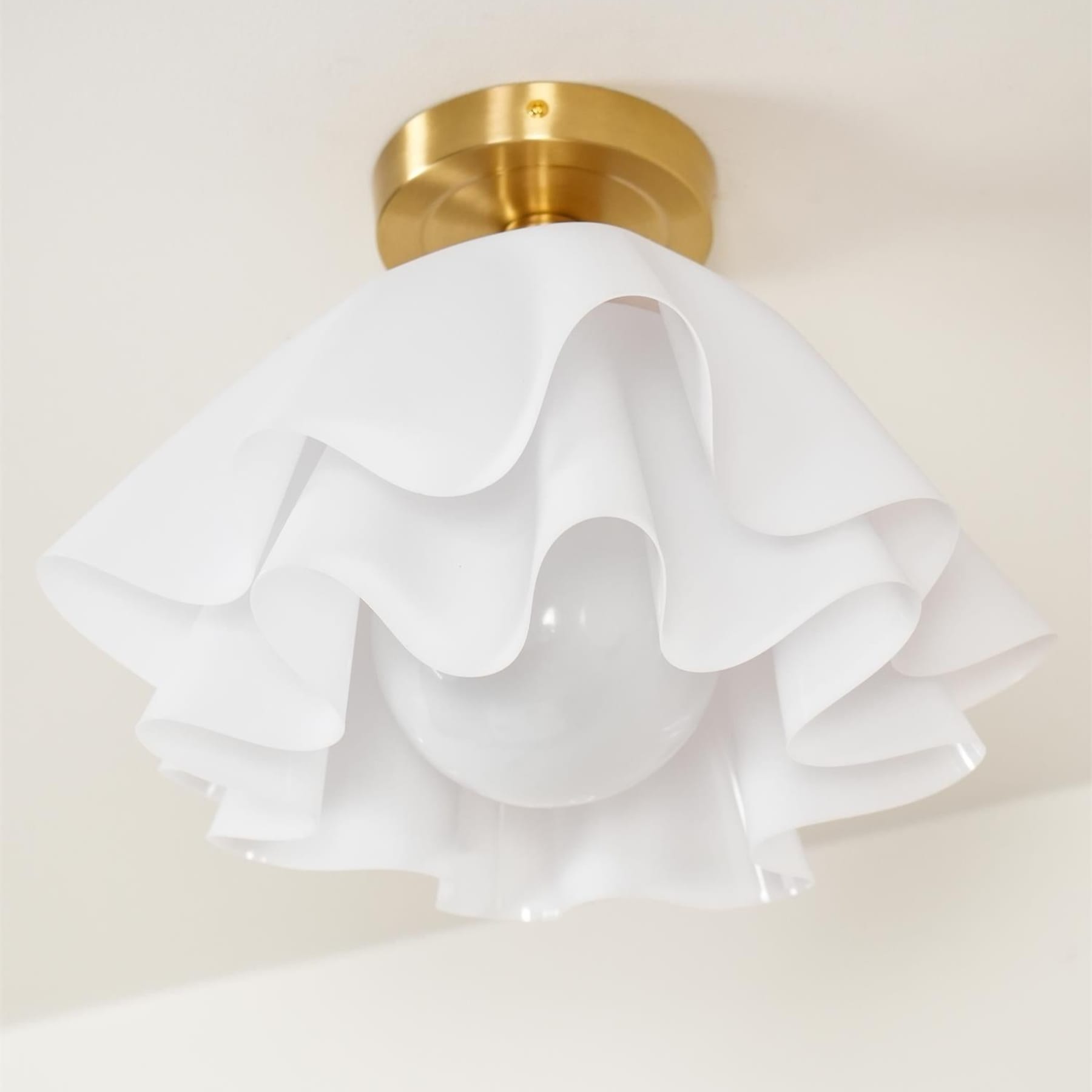 Contemporary Copper and Acrylic Flush Mount Ceiling Light With Tri-Color Dimming — Greenwich Home & Living