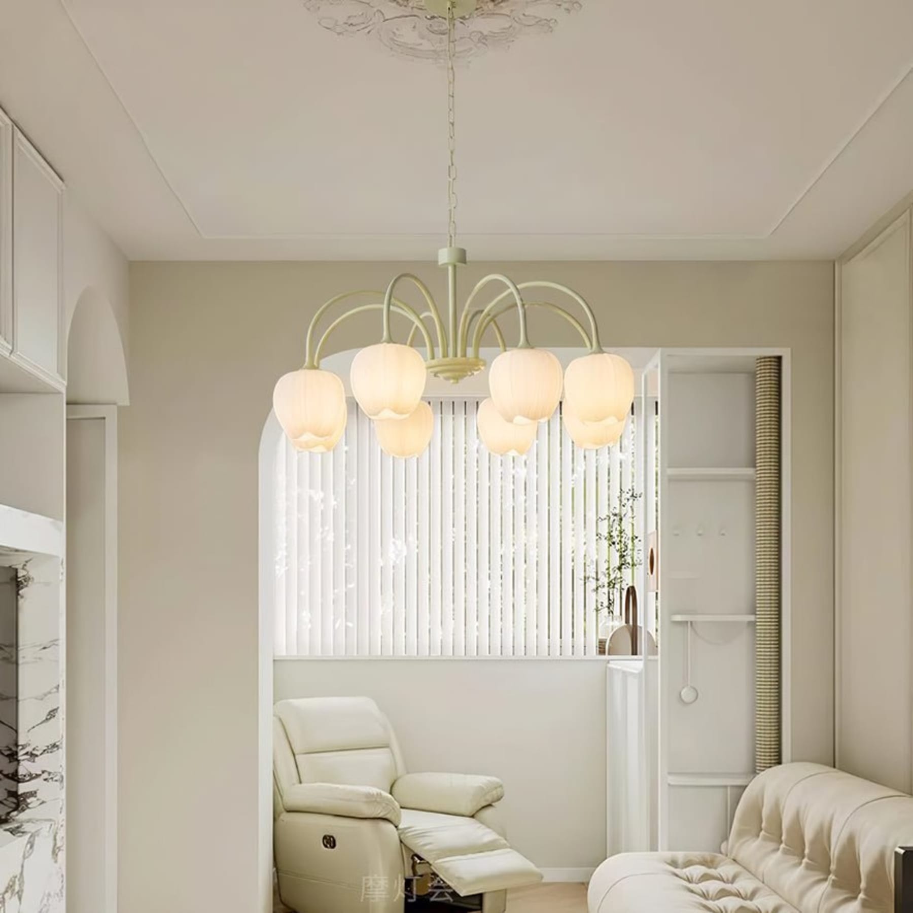 Retro Metal and Glass Chandelier With Selectable Color Light for Living and Dining Rooms — Greenwich Home & Living