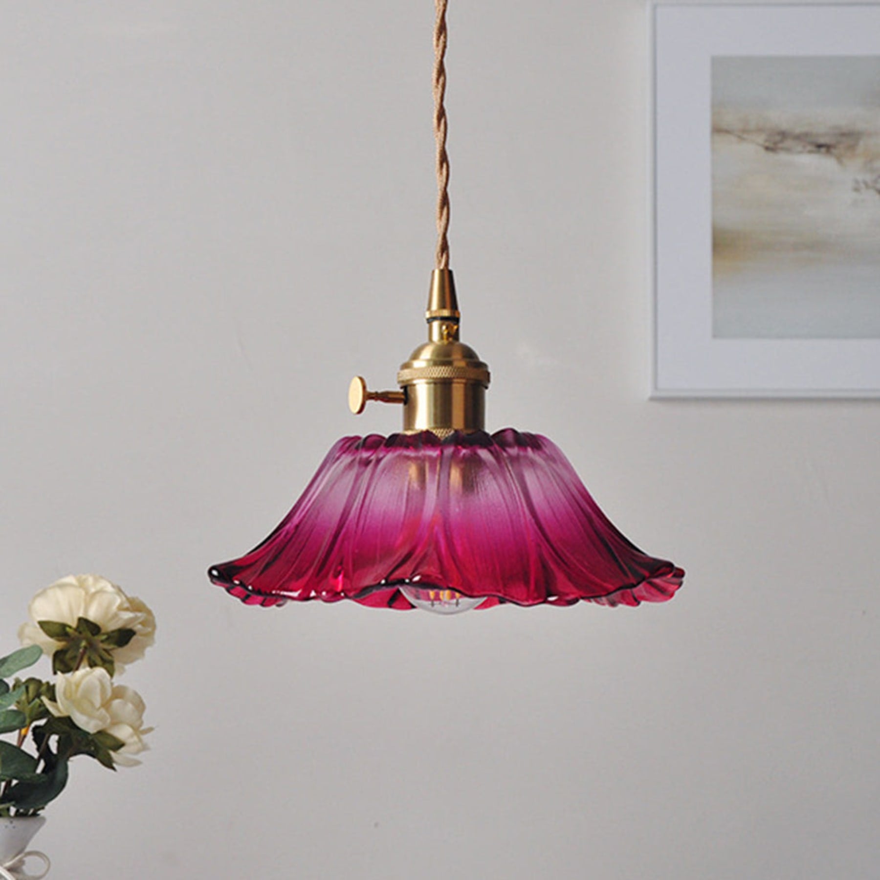 Retro Copper and Glass Pendant Light for Living Room — Greenwich Home & Living
