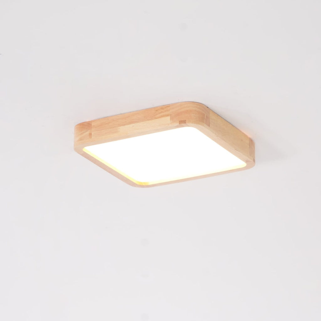 Minimalist Solid Wood Flush Mount Ceiling Light With Tri-Color Lighting — Greenwich Home & Living