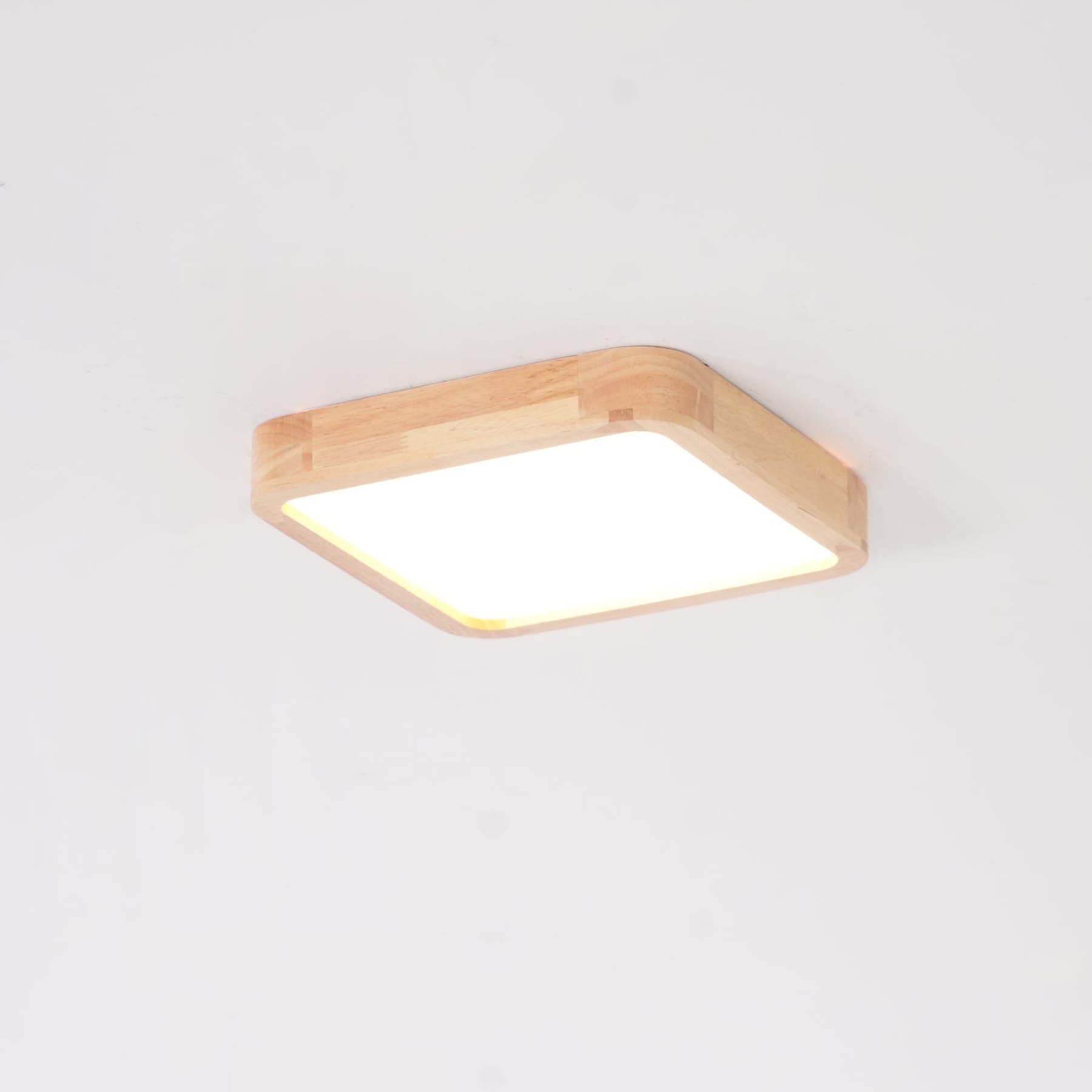 Minimalist Solid Wood Flush Mount Ceiling Light With Tri-Color Lighting — Greenwich Home & Living