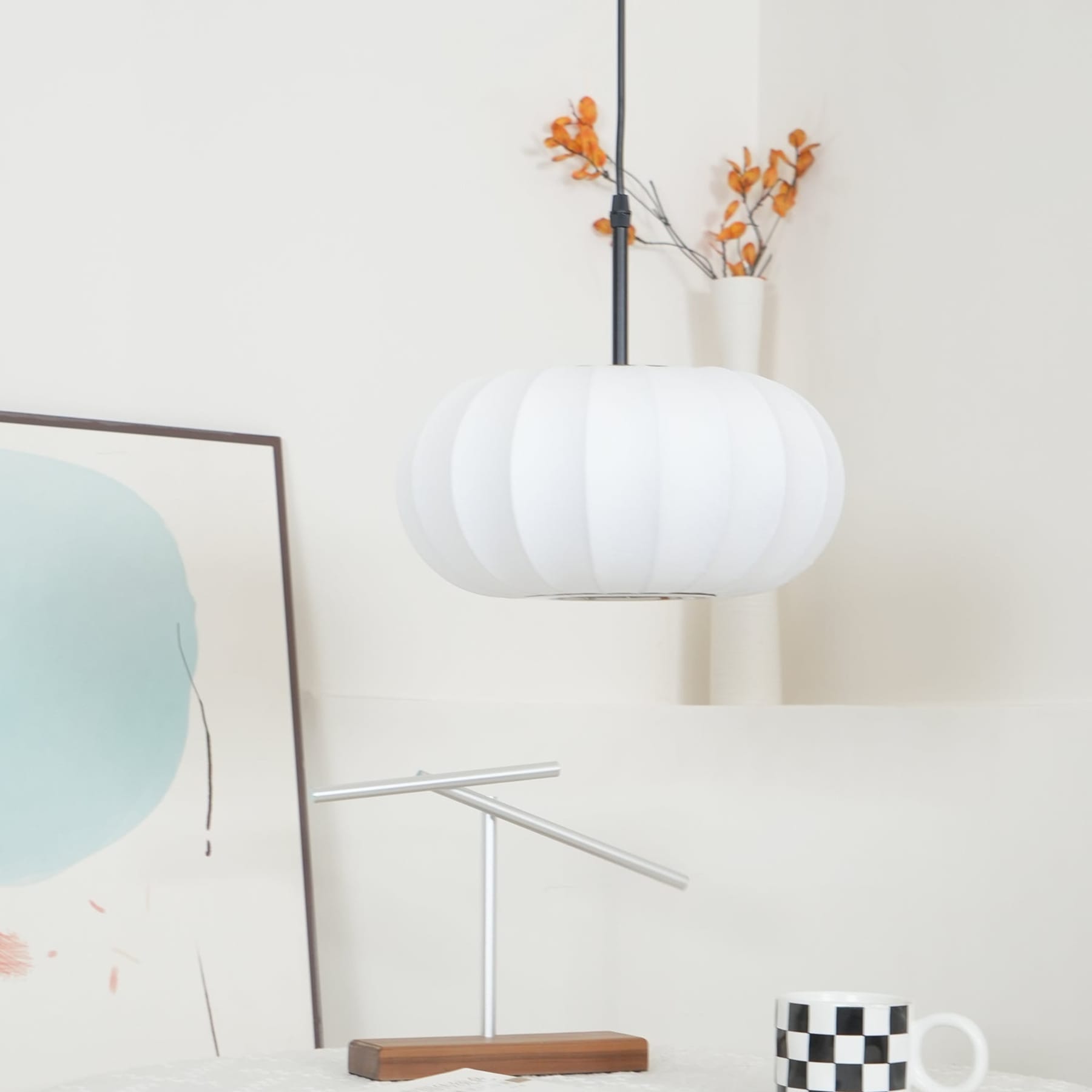 Modern Silk Fabric Pendant Light With Adjustable Color Temperature — Greenwich Home & Living