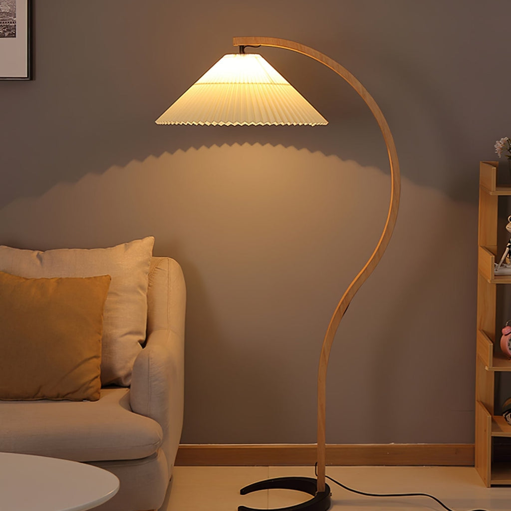 Scandinavian Wood Floor Lamp With Fabric Shade for Living Room — Greenwich Home & Living