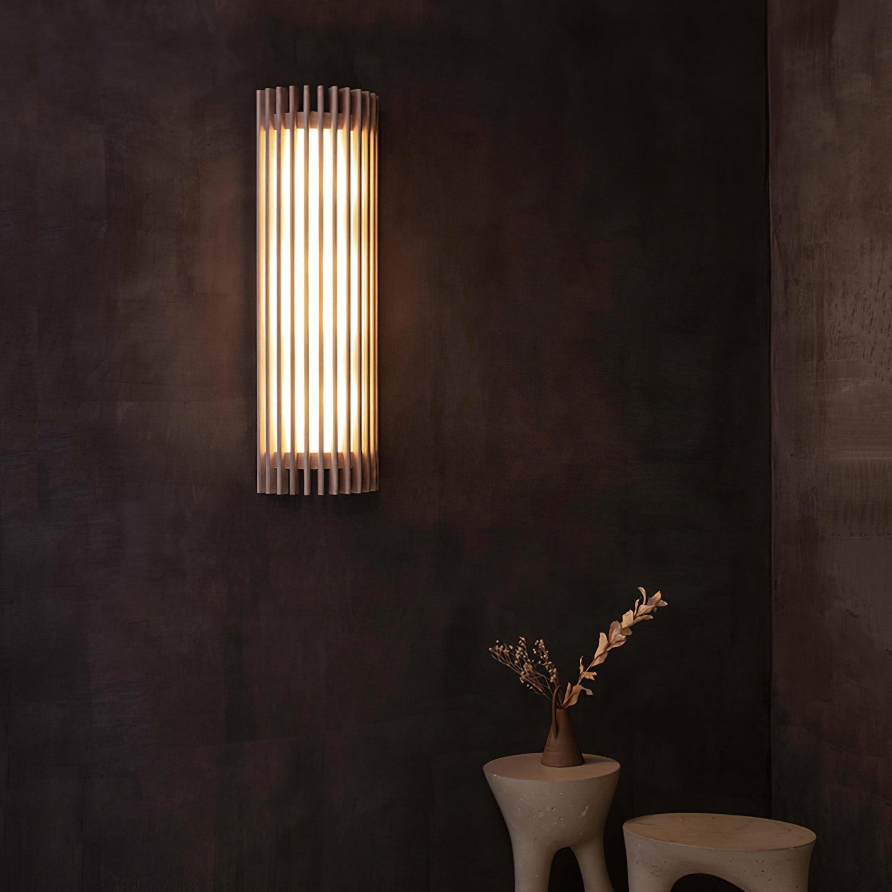 Contemporary Acrylic and Wood Wall Light With Tri-Color Lighting — Greenwich Home & Living