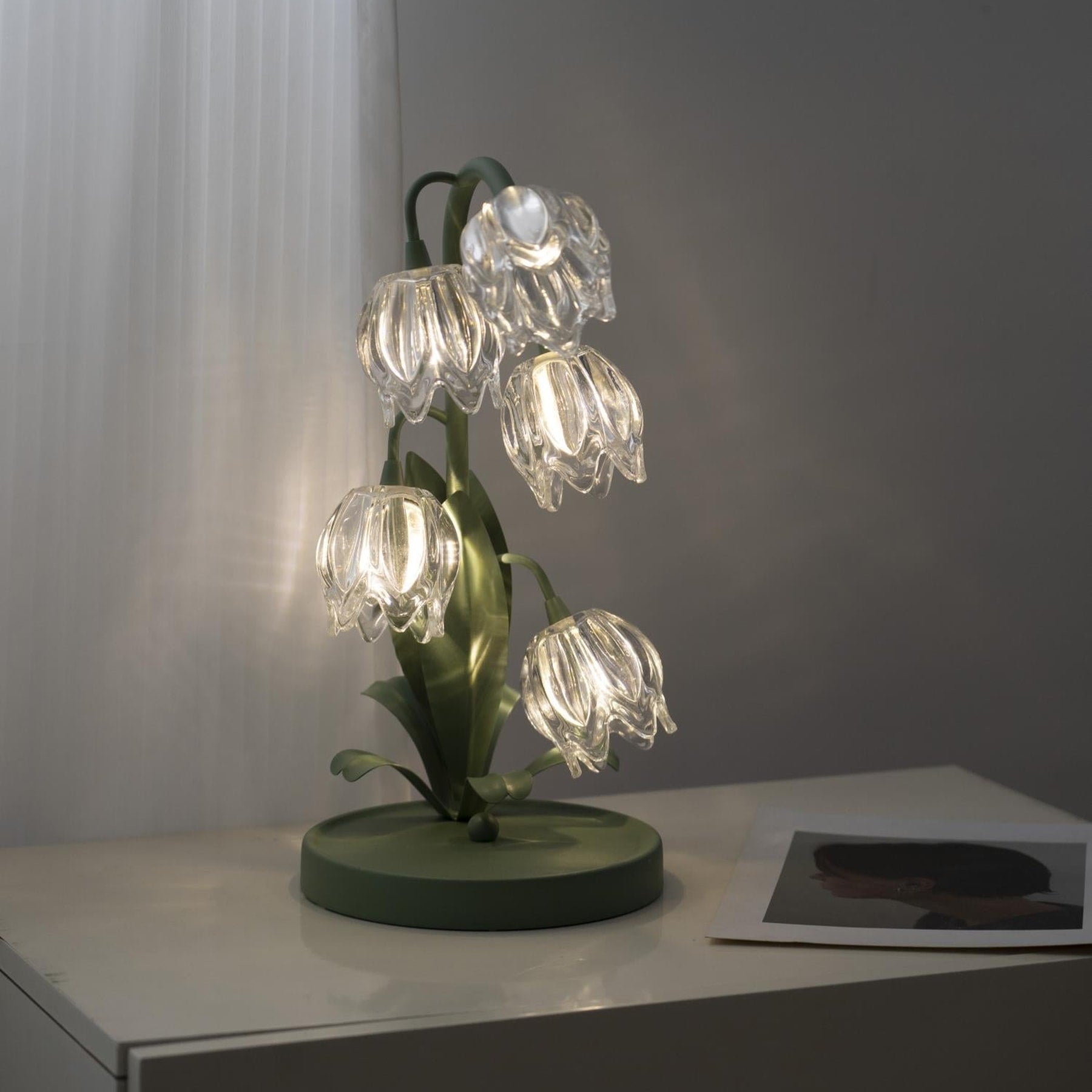 Contemporary Glass Table Lamp With USB Power for Living Room and Bedroom — Greenwich Home & Living
