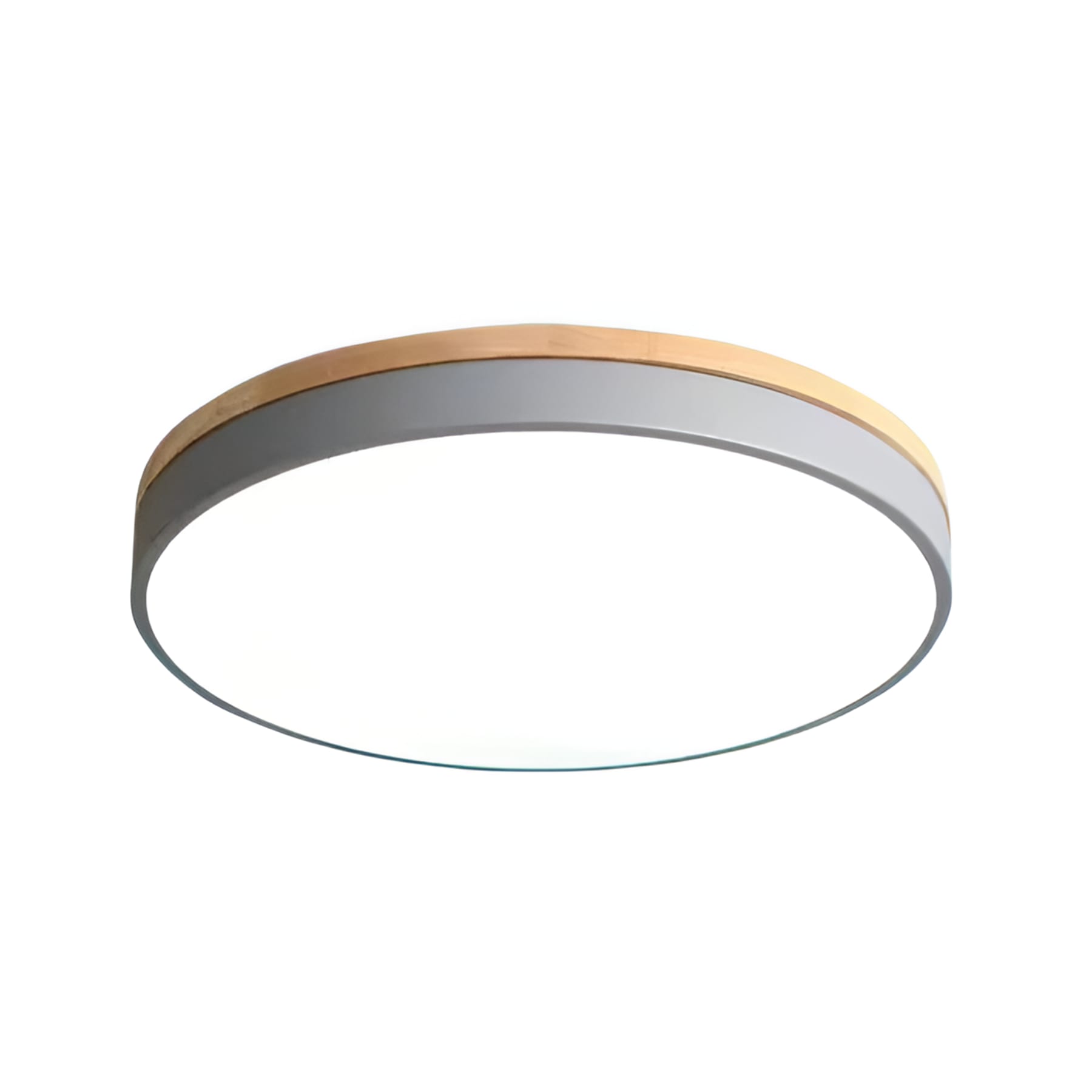 Minimalist Wood Flush Mount Ceiling Light With Remote Dimming in Gray — Greenwich Home & Living