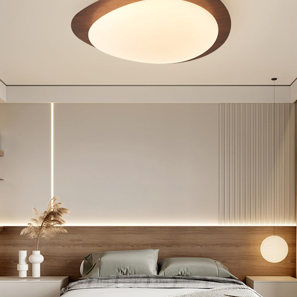Scandinavian Wood Flush Mount Ceiling Light With Adjustable Color Temperature — Greenwich Home & Living
