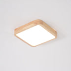 Minimalist Solid Wood Flush Mount Ceiling Light With Tri-Color Lighting — Greenwich Home & Living