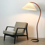 Scandinavian Wood Floor Lamp With Fabric Shade for Living Room — Greenwich Home & Living