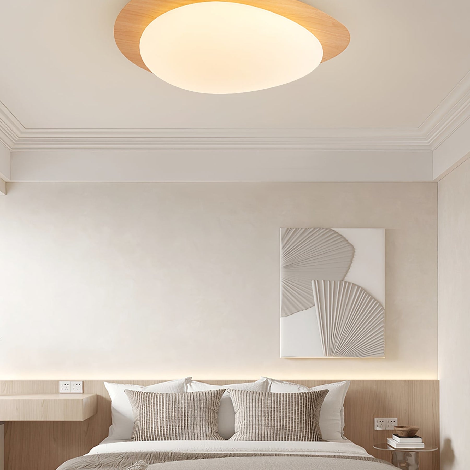 Scandinavian Wood Flush Mount Ceiling Light With Adjustable Color Temperature — Greenwich Home & Living