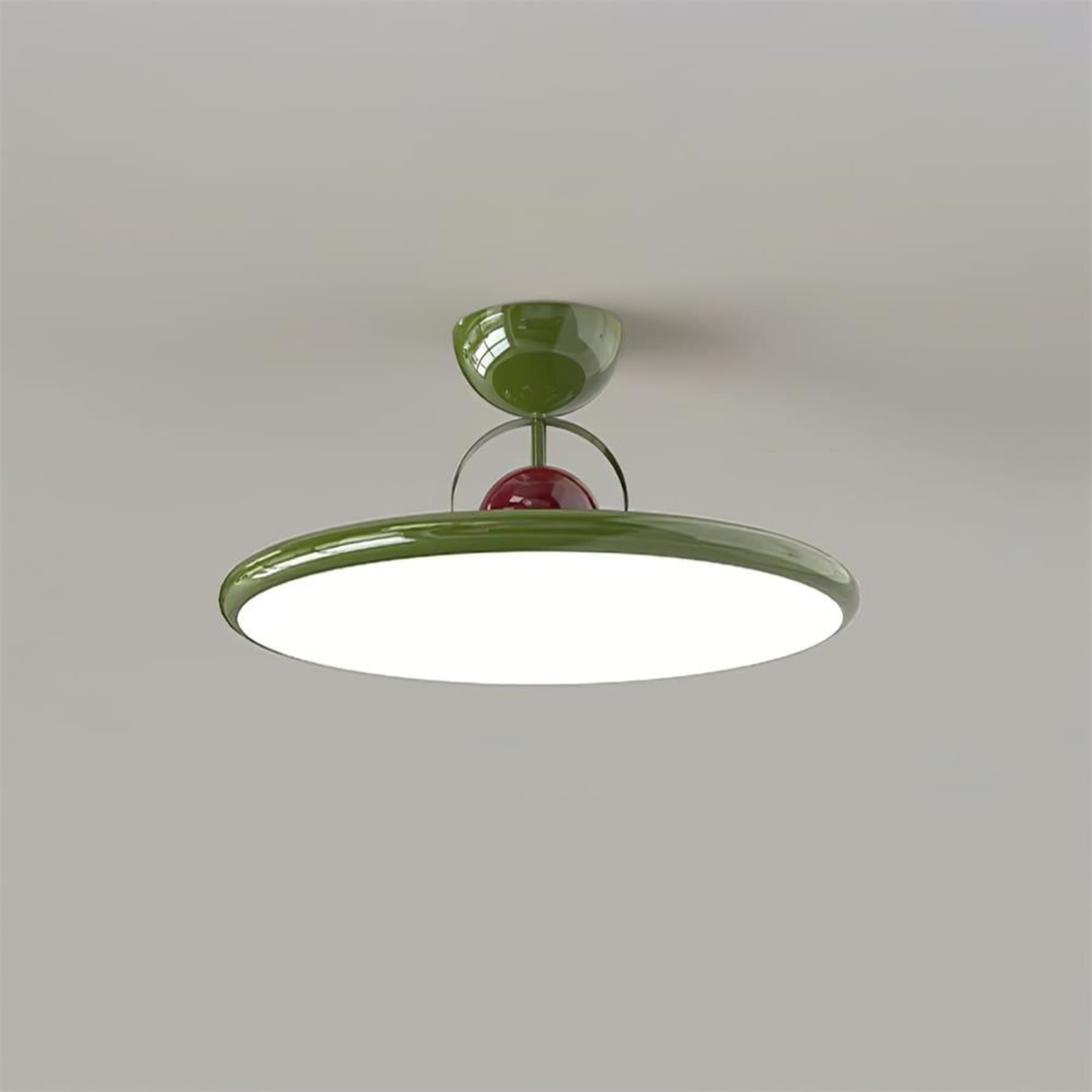 Retro Iron and Acrylic Semi-Flush Ceiling Light With Dimmable Color in Green — Greenwich Home & Living
