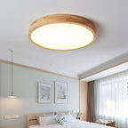 Minimalist Solid Wood Flush Mount Ceiling Light With Tri-Color Lighting — Greenwich Home & Living