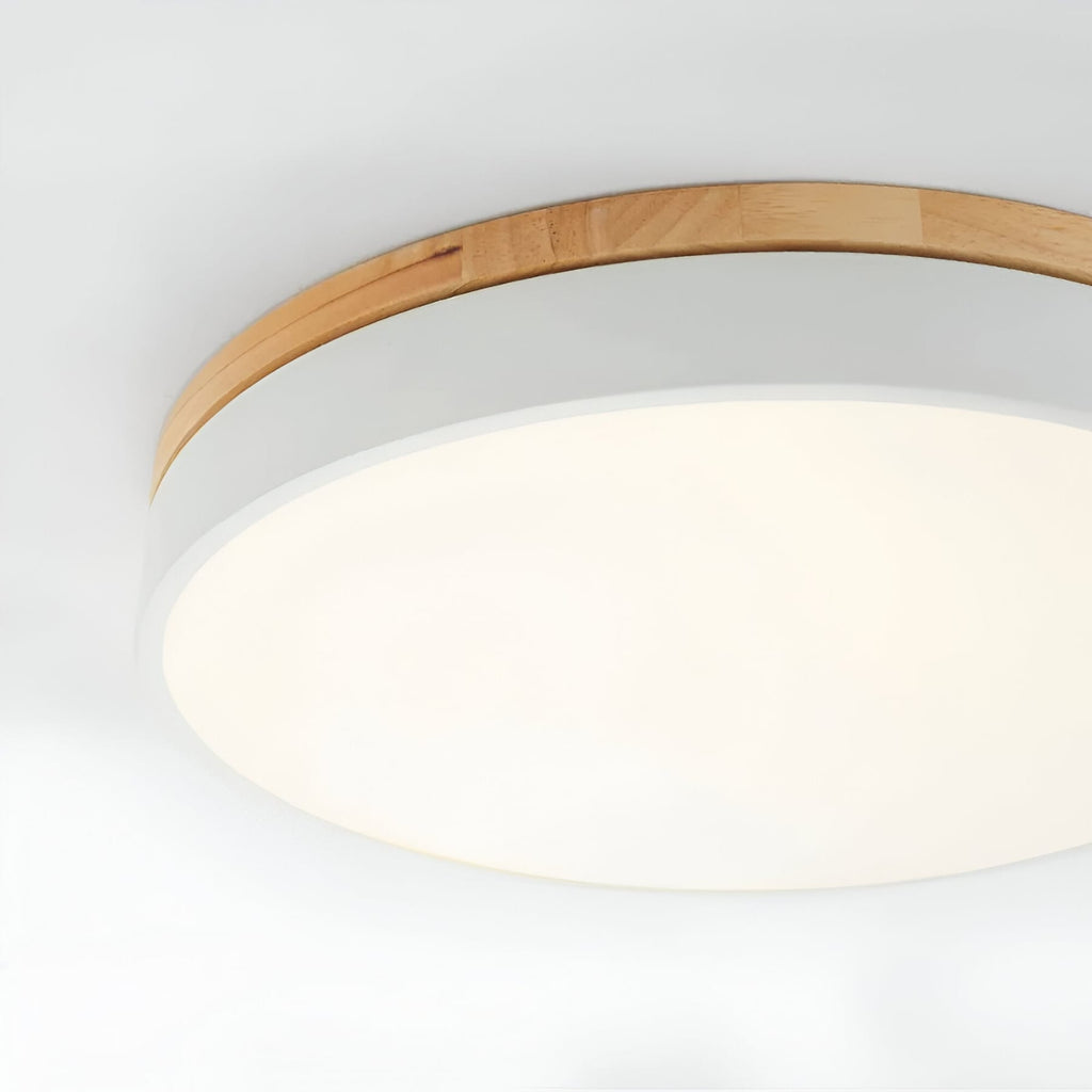 Minimalist Wood Flush Mount Ceiling Light With Remote Dimming — Greenwich Home & Living