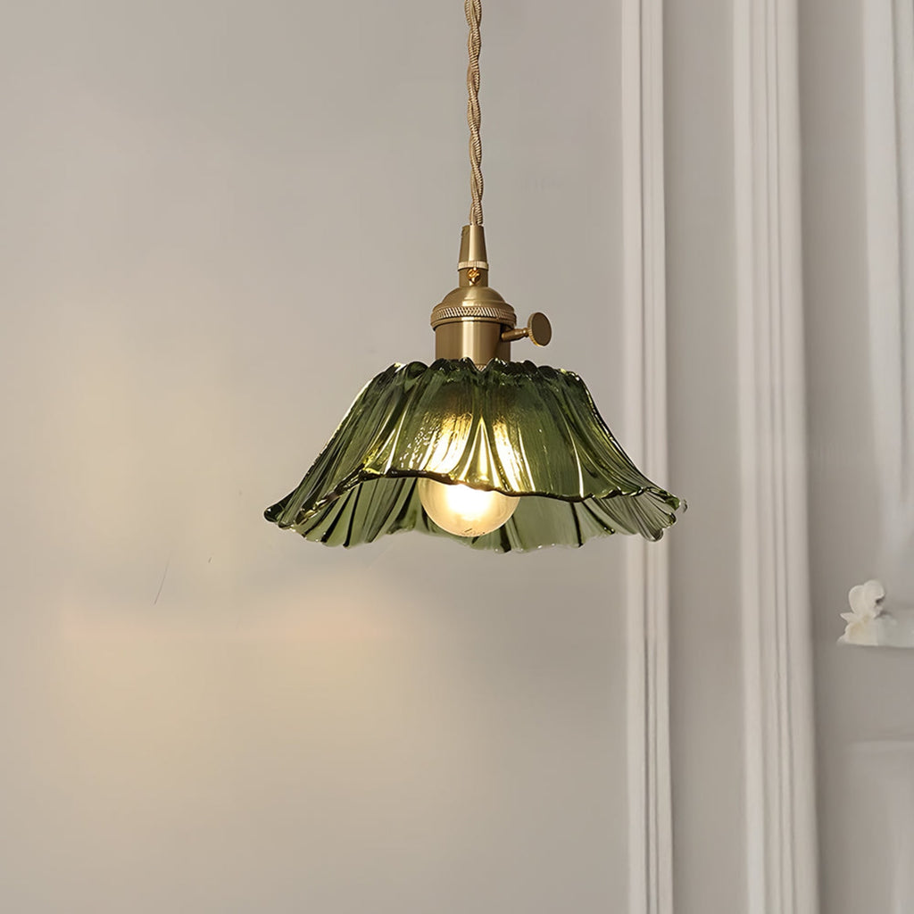 Retro Copper and Glass Pendant Light for Living Room in Green — Greenwich Home & Living