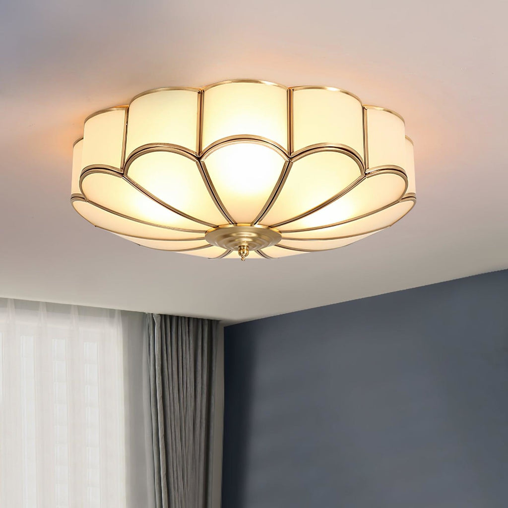 Traditional Brass and Glass Flush Mount Ceiling Light for Living Room — Greenwich Home & Living