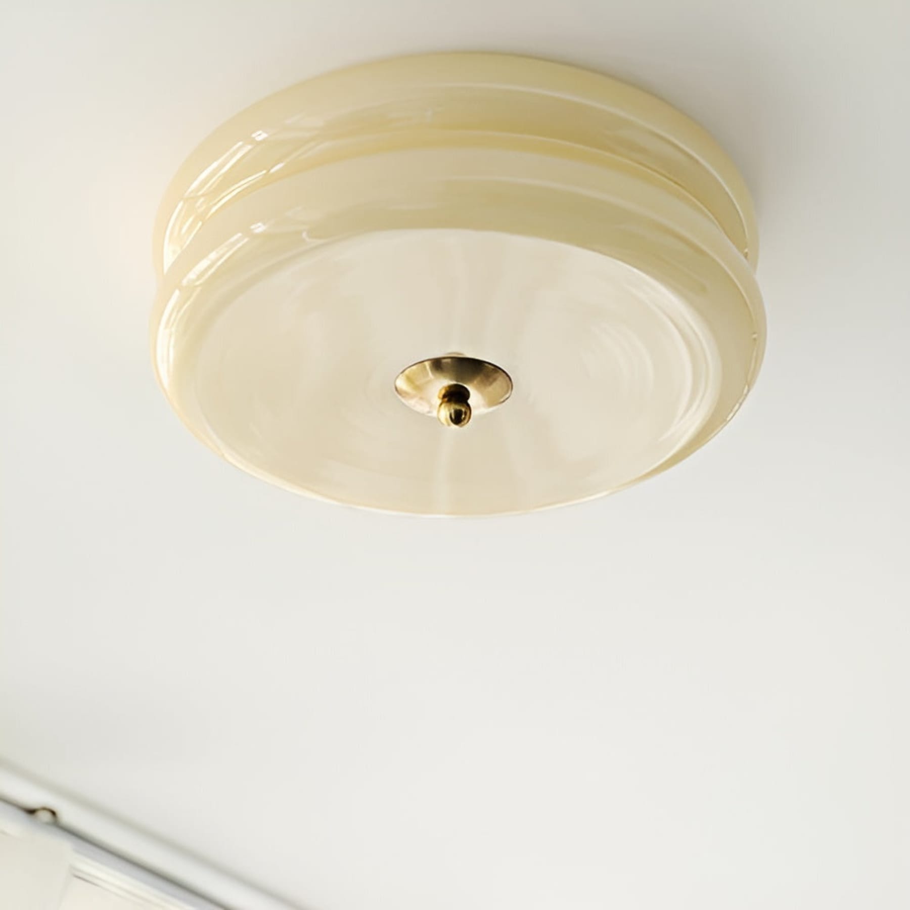 Retro Glass Flush Mount Ceiling Light With Adjustable Color Temperature in Gold Beige — Greenwich Home & Living
