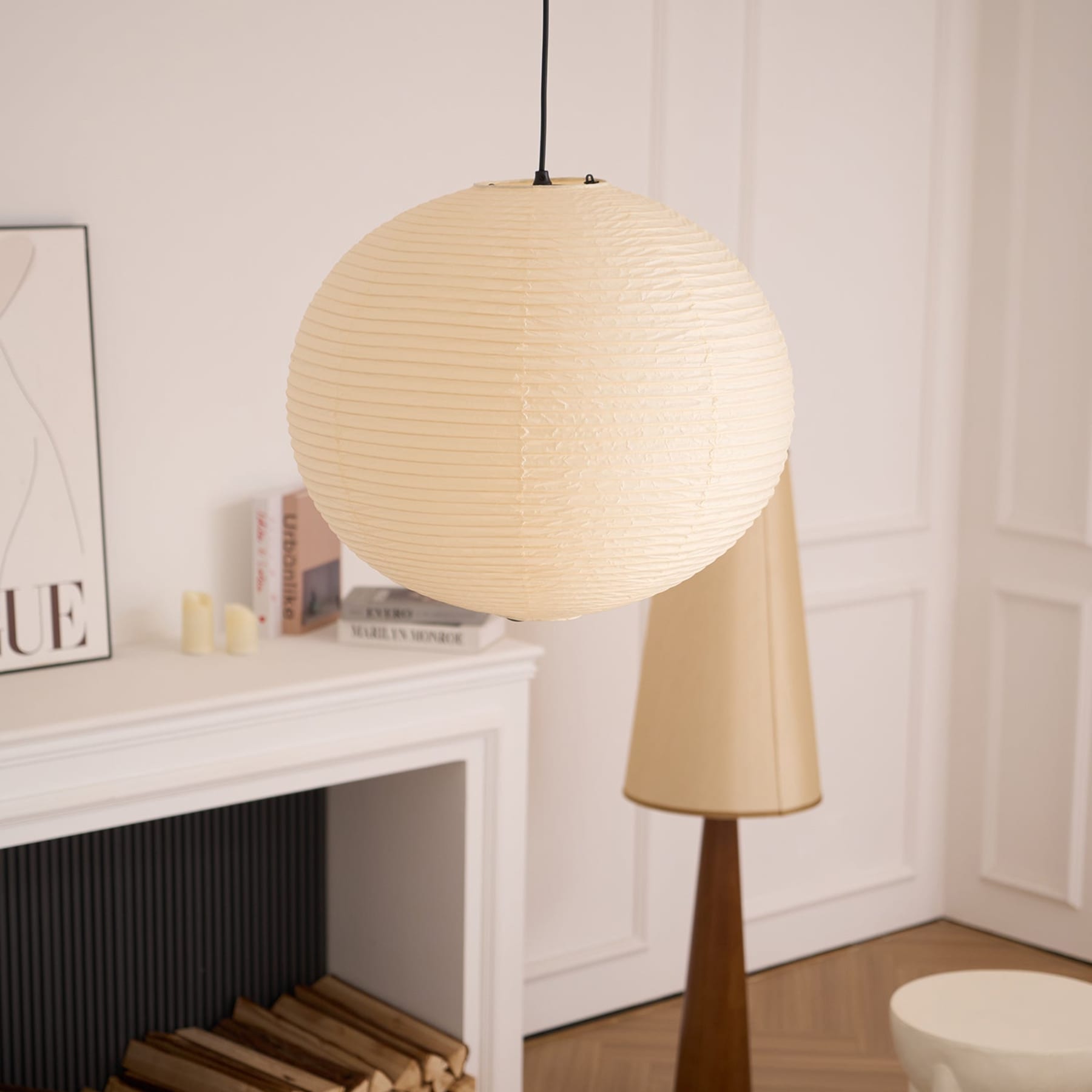 Minimalist Round Lantern Pendant Light With Warm Bulb Included for Living Room — Greenwich Home & Living