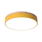 Minimalist Wood Flush Mount Ceiling Light With Remote Dimming in Yellow — Greenwich Home & Living