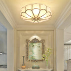 Traditional Brass and Glass Flush Mount Ceiling Light for Living Room — Greenwich Home & Living