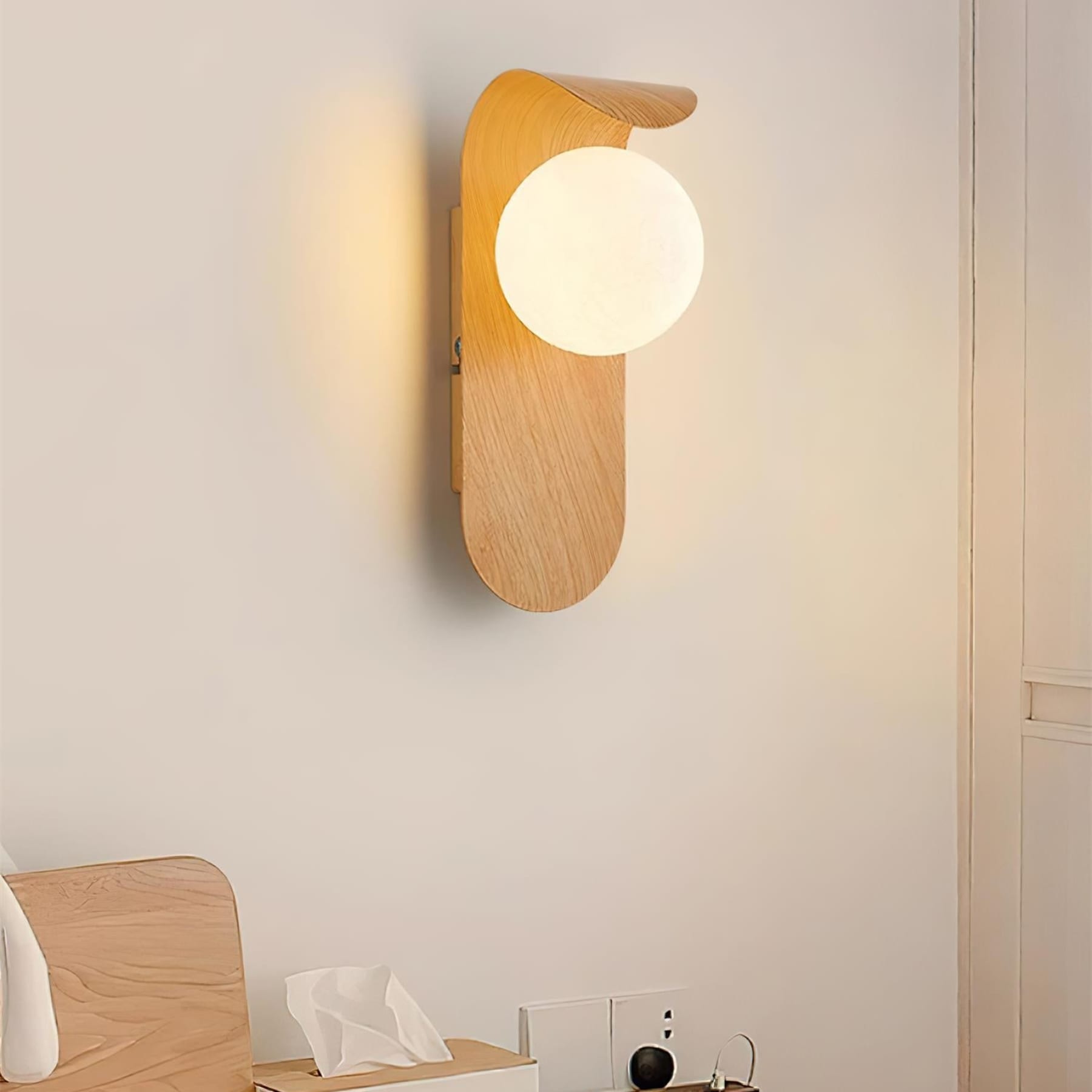 Minimalist Wood Wall Light With Tri-Color Changing Glow — Greenwich Home & Living