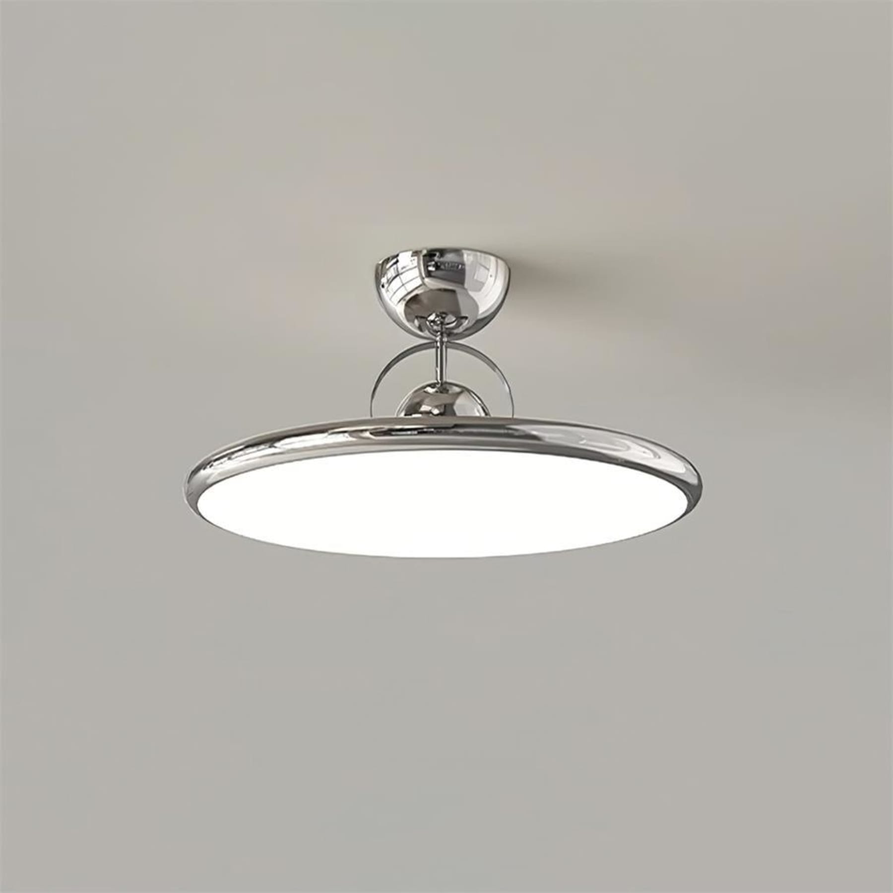 Retro Iron and Acrylic Semi-Flush Ceiling Light With Dimmable Color in Chrome — Greenwich Home & Living