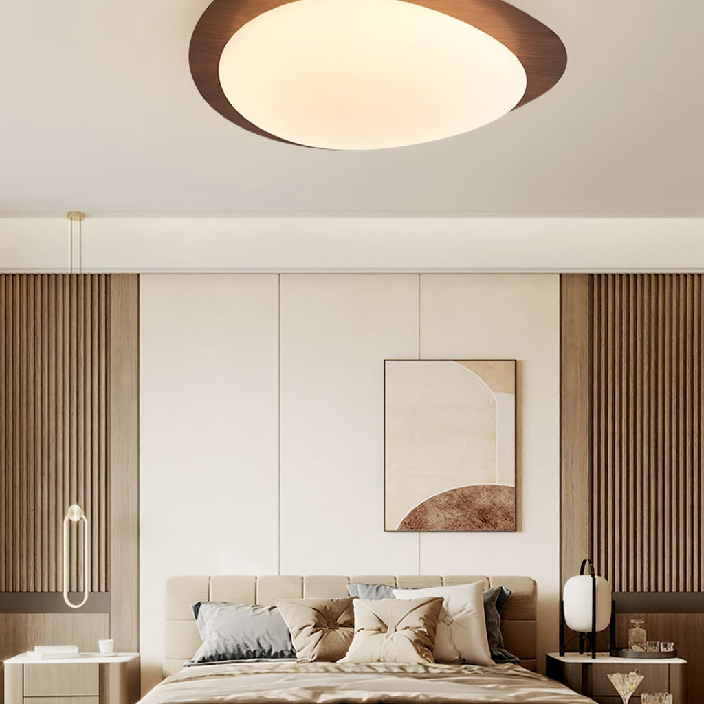 Scandinavian Wood Flush Mount Ceiling Light With Adjustable Color Temperature — Greenwich Home & Living