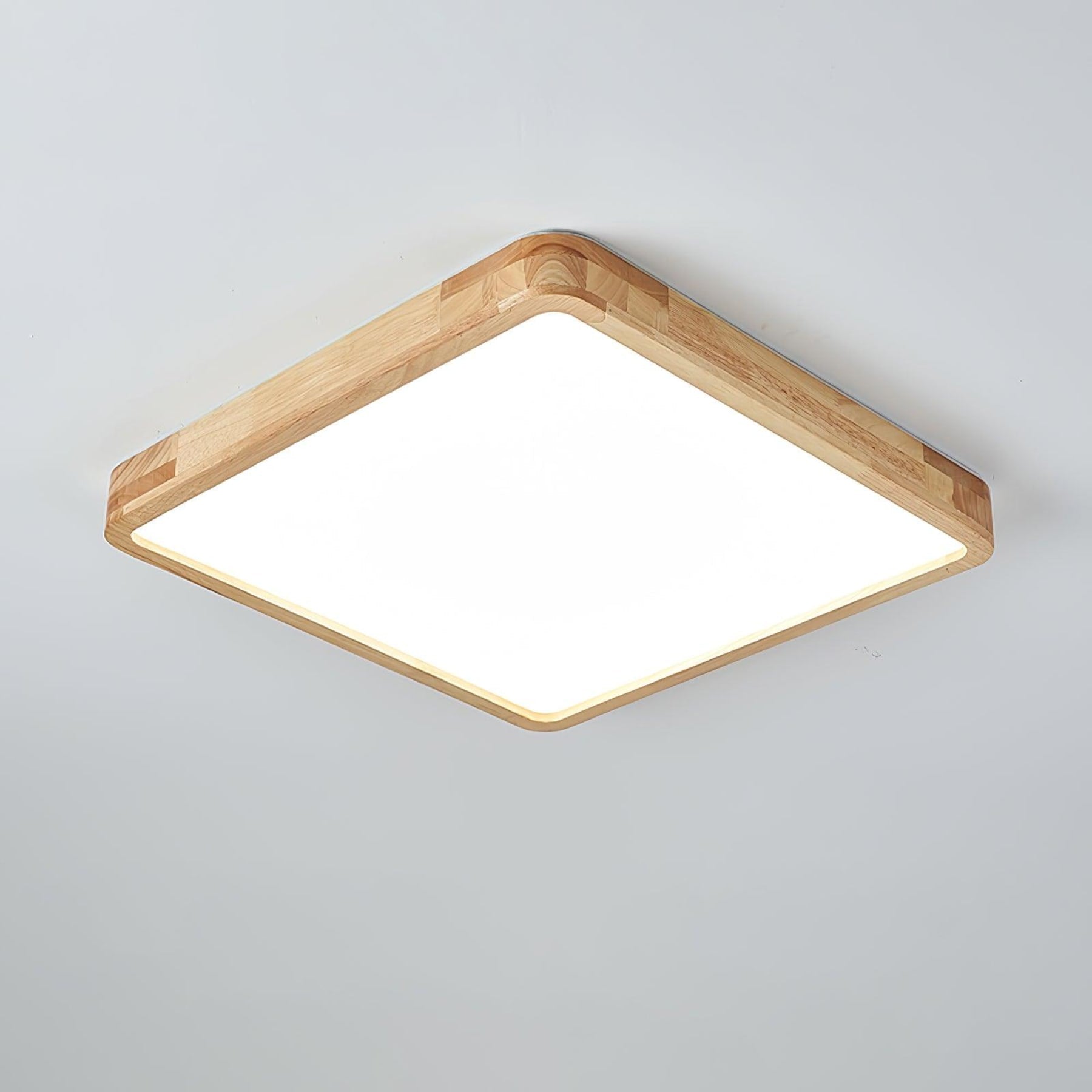 Minimalist Solid Wood Flush Mount Ceiling Light With Tri-Color Lighting in Square: 23.6" x 23.6" x 2.7" (60 x 60 x 6 cm) — Greenwich Home & Living